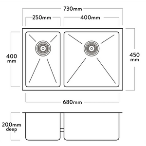 Mercer DV201-L Bristol 1 1/2 Bowl Stainless Steel Kitchen Sink | Left Hand