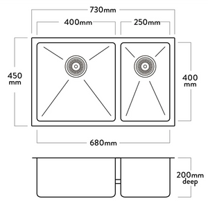 Mercer DV201-R Bristol 1 1/2 Bowl Stainless Steel Kitchen Sink | Right Hand