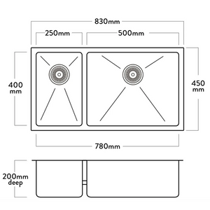 Mercer DV202-L Burlington 1 1/2 Bowl Stainless Steel Kitchen Sink | Left Hand