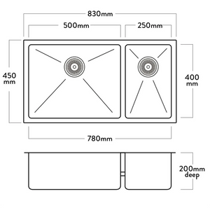 Mercer DV202-R Burlington 1 1/2 Bowl Stainless Steel Kitchen Sink | Right Hand