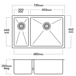 Mercer DV205-L Lincoln 1 1/2 Bowl Stainless Steel Kitchen Sink | Left Hand