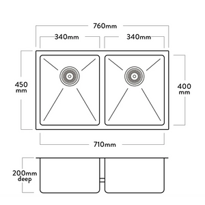Mercer DV206 Lancaster Double Bowl Stainless Steel Kitchen Sink