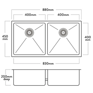 Mercer DV207 Dorset Double Bowl Stainless Steel Kitchen Sink