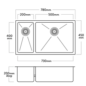 Mercer DV208-L Worcester 1 1/4 Bowl Stainless Steel Kitchen Sink | Left Hand