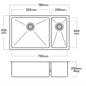 Mercer DV208-R Worcester 1 1/4 Bowl Stainless Steel Kitchen Sink | Right Hand