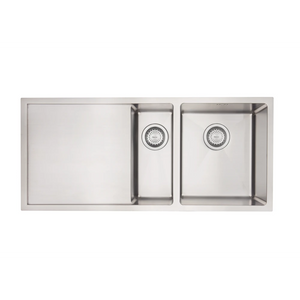 Mercer DV402-L Salisbury 1 1/4 Bowl and Drainer Stainless Steel Kitchen Sink | Left Hand