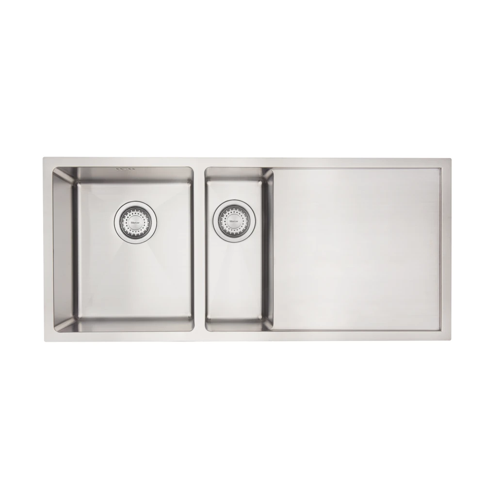 Mercer DV402-R Salisbury 1 1/4 Bowl and Drainer Stainless Steel Kitchen Sink | Right Hand