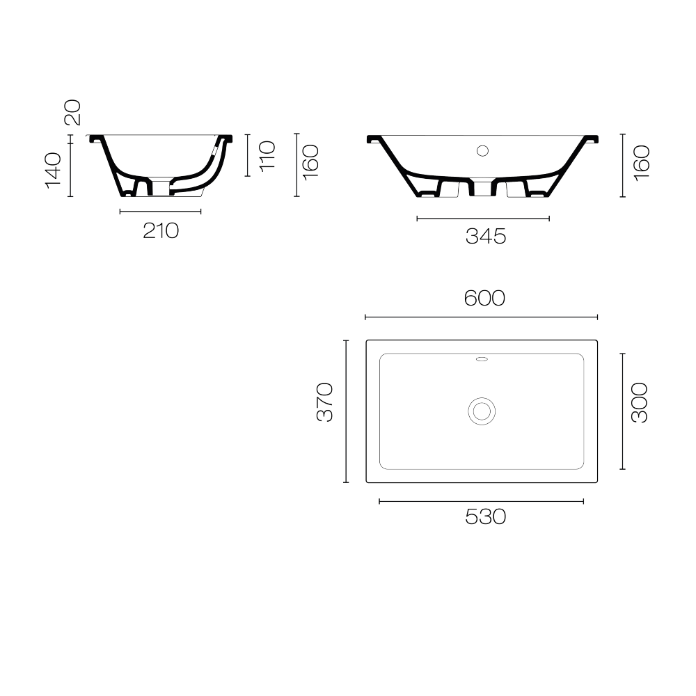 Kube X 60 Inset/Undermount Basin | Matte Black