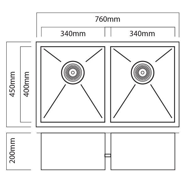 Mercer DV206 Sink | Lancaster 340 x 400mm + 340 x 400mm