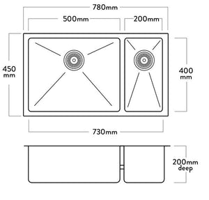 Mercer DV208-R Sink | Worcester 500 x 400mm + 200 x 400mm