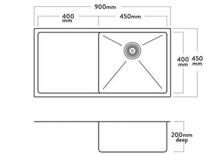 Mercer DV401-L Sink | Salford 450 x 400mm + Drainer